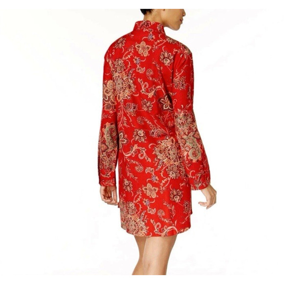 Lauren Ralph Lauren Womens Red Paisley Sleep Shirt Chest Gold Emblem Sz L Prepp - Picture 3 of 12